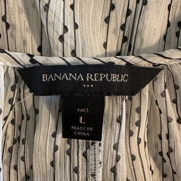 Banana Republic White Black Dot Sheer Chiffon Boho Midi Dress - Picture 13 of 14